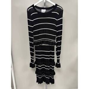 NEW MABLE women's stripe crop top & midi skirt in black